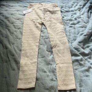 Kids cinched ribbed natural leggings size 8-9